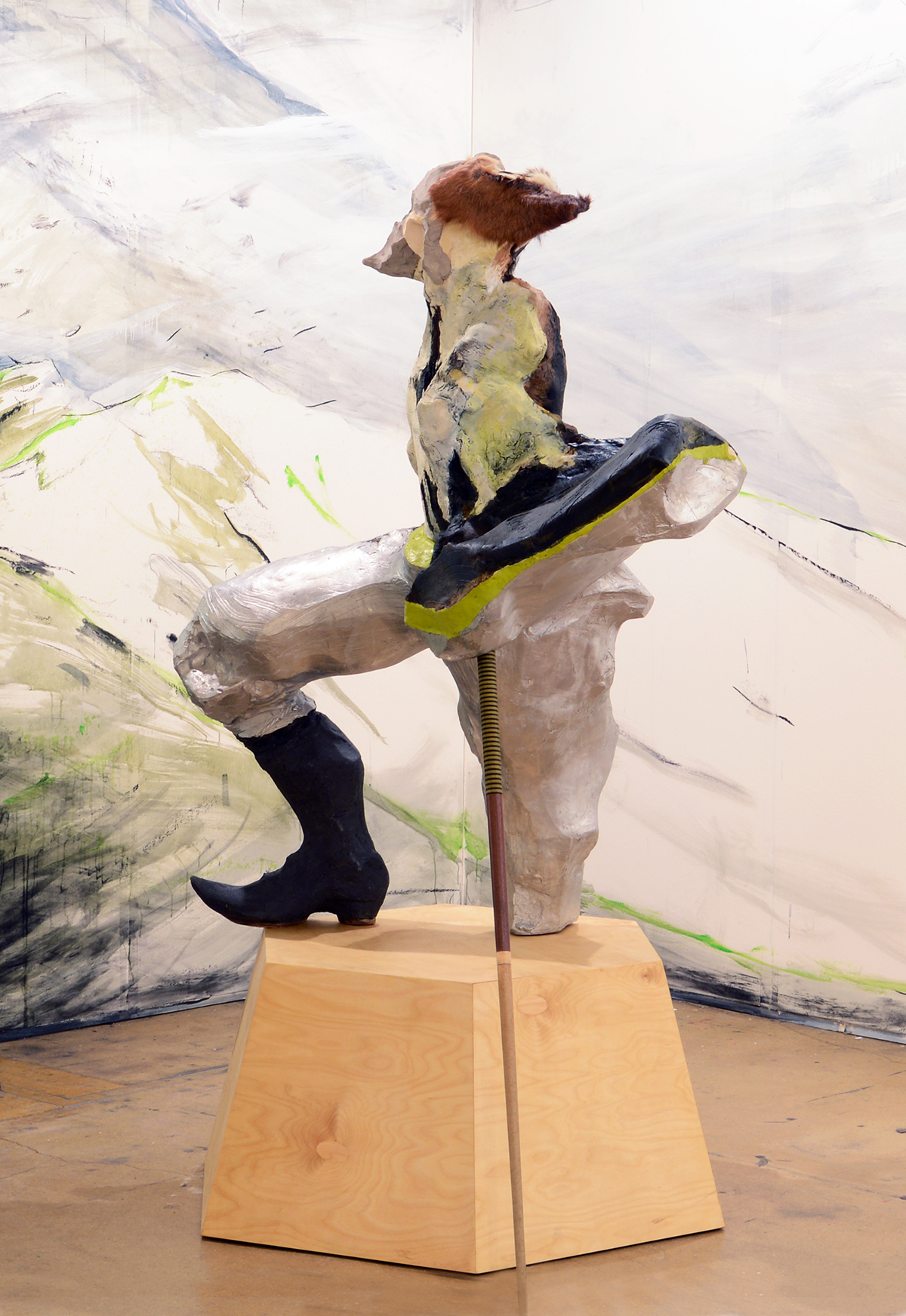« Roman », aluminium, ceramics, rubber, wood, fur, 180x110x90cm