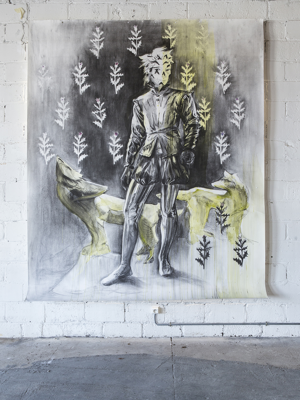 "Self-portrait as a boy", charcoal and acryl on paper, 300x240cm